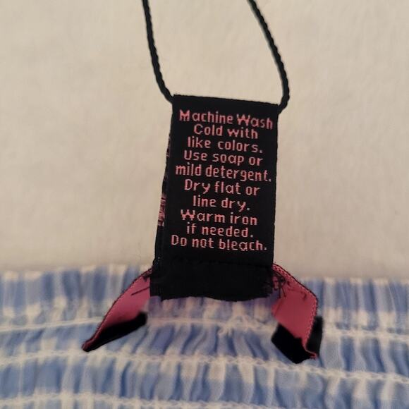 Sky Blue Gingham Milkmaid Cottagecore Countrycore Dorothy Smocked Top Sz M NWT - Picture 4 of 7